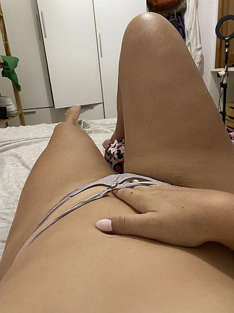 Latina solo bitch girl chick Yareli takes self shots while going bare-breasted in lovely undergarment - Image 17 of 19  in Close Up category   featuring yareli 