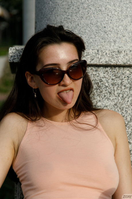 Amateur babe Tamara Damachuk flashes her boobies while posing in her tight outfit - #1545261