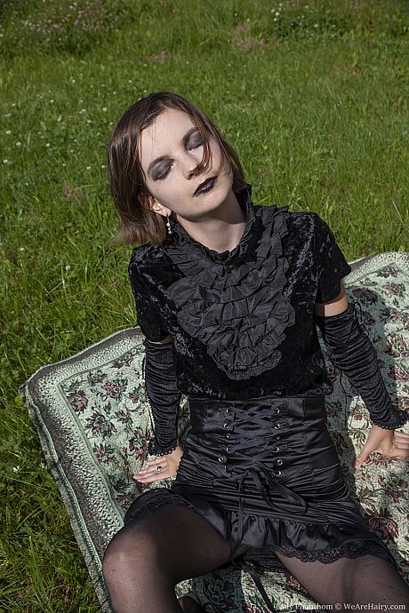 Gothic hottie whore woman Phanthom stripping & spreading her silky pussy outdoors - Image 3 of 20  in Pussy category   featuring Lady Phanthom 