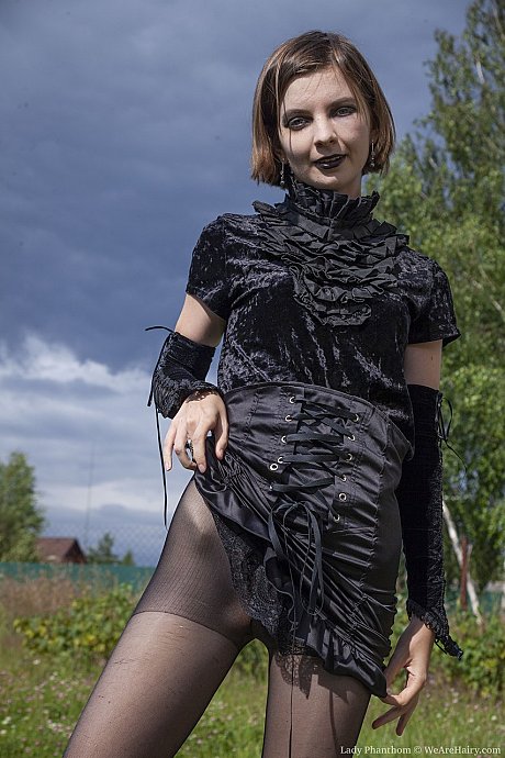 Gothic hottie whore woman Phanthom stripping & spreading her silky pussy outdoors - Image 4 of 20  in Pussy category   featuring Lady Phanthom 