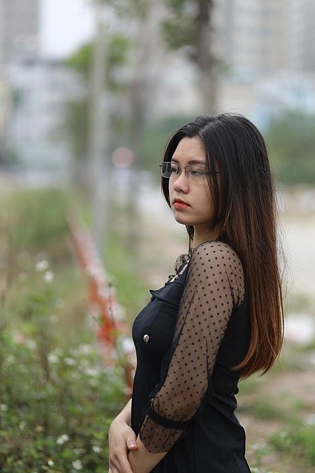 Gorgeous sweet asian model Natalia posing in her lovely lovely black outfit outdoors - Image 21 of 21  in Outdoor category  