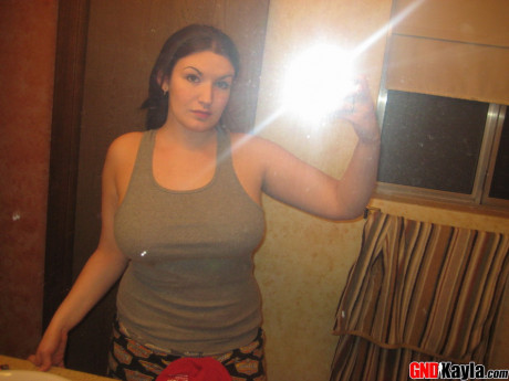 Massive titted amateur takes safe for work selfies in a mirror - #363669