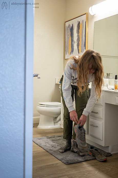 Blondie amateur shows her gigantic behind & her small boobies while getting dressed - Image 16 of 20  in Amateur category   featuring Arie 