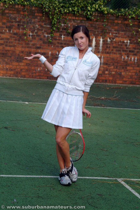 Hot British tennis player Olivia strips & masturbates on the court - #1064282