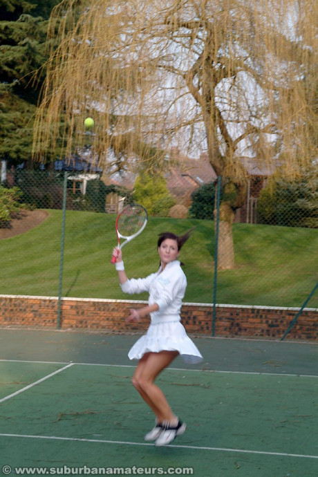 Hot British tennis player Olivia strips & masturbates on the court - #1064283