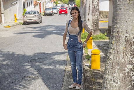 Charming latina teenie Denisse Gomez flaunts her ravishing figure in jeans - Image 1 of 20  in Outdoor category   featuring Denisse Gomez 