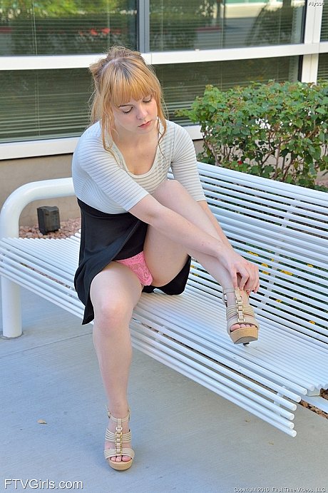 Sexy fresh teen blondie flashes her large melons and strolls undressed down the street - Image 4 of 16  in Pussy category   featuring Alyssa Weiber 
