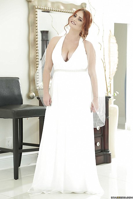 Chubby redhead Lennox Luxe revealing monstrous natural boobs underneath wedding dress - Image 1 of 16  in Ass category   featuring Lennox Luxe 