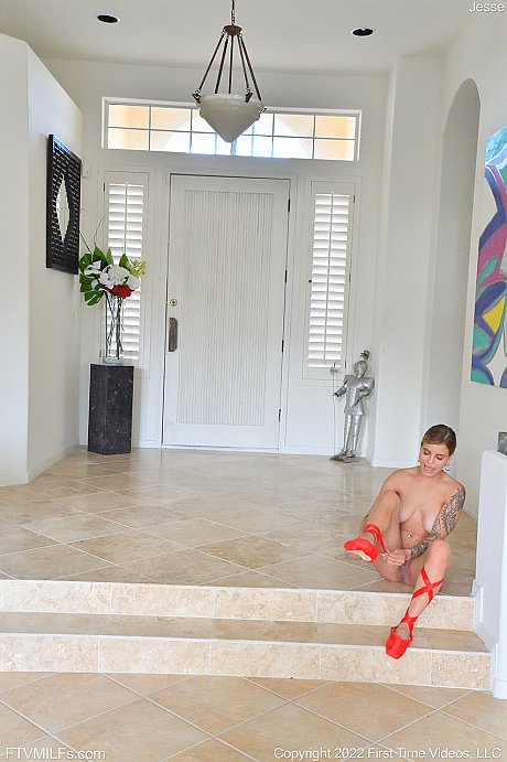 MILF in a ballerina dress Jesse teases with her incredible breasts & rides a toy - Image 20 of 21  in Pussy category   featuring Jesse