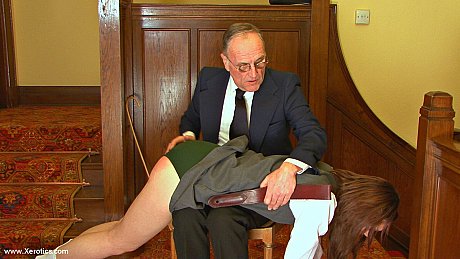 Misbehaving schoolgirl has her ass turned red by her older Headmaster - Image 3 of 12  in Teen category  