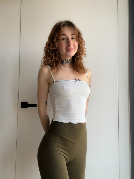Solo girl GF lady Curly Polly gets totally undressed while changing her outfits - #1525936
