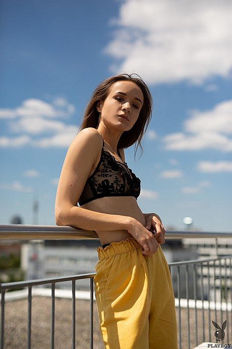 Attractive skinny centerfold Vi Shy unveils her hot butt and poses in the sun - Image 1 of 20  in Outdoor category   featuring Vi Shy 