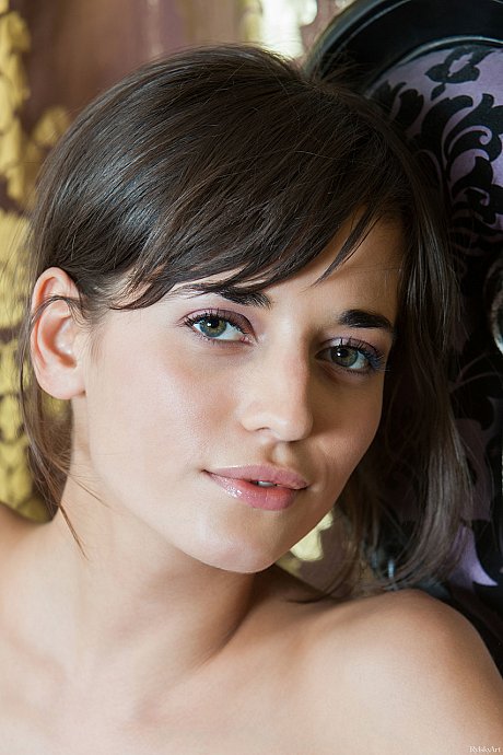 Alluring young babe Irina B posing provocatively in her purple stockings - Image 20 of 21  in Pussy category   featuring Irina B 