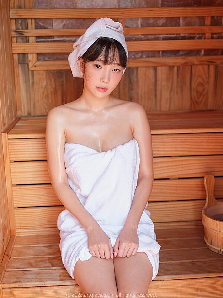 Beautiful South Korean babe shows her stacked undressed body in the sauna - Image 1 of 10  in Model category  