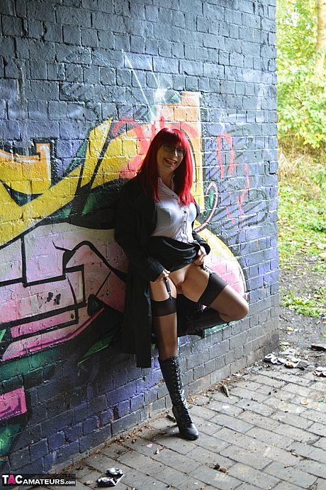 Sweet ginger Barby bitch shows her boobs and twat while out in public - Image 3 of 16  in Boots category   featuring Barby Slut 