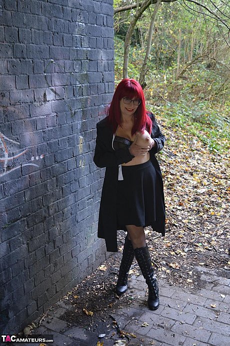 Sweet ginger Barby bitch shows her boobs and twat while out in public - Image 4 of 16  in Boots category   featuring Barby Slut 