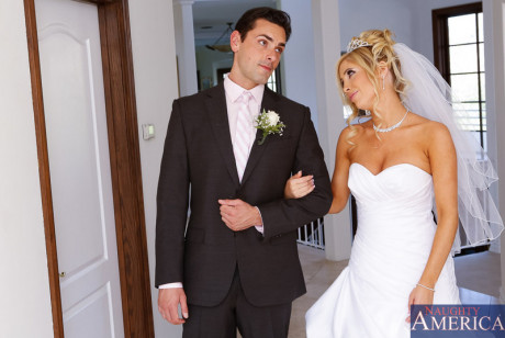 Attractive blondy Tasha Reign gets plowed while wearing her wedding dress - #1129620