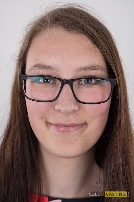 Nerdy teenie Katerina stands undressed as can be other than her glasses in the naked - Image 1 of 20  in Close Up category   featuring Katerina 