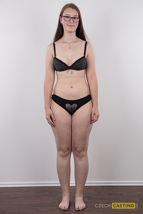 Nerdy teenie Katerina stands undressed as can be other than her glasses in the naked - Image 5 of 20  in Close Up category   featuring Katerina 