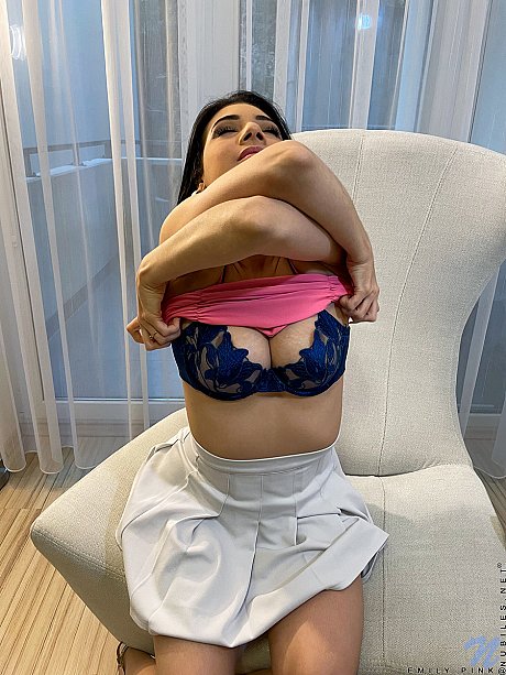 Hispanic young Emily Pink masturbates with a sex toy after getting undressed - Image 5 of 16  in Dildo category   featuring Emily Pink 