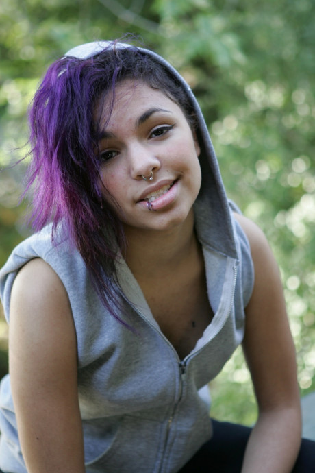 Gorgeous purple-haired Emo model Kiki posing in her solo compilation - #1162679