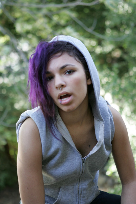 Gorgeous purple-haired Emo model Kiki posing in her solo compilation - #1162682