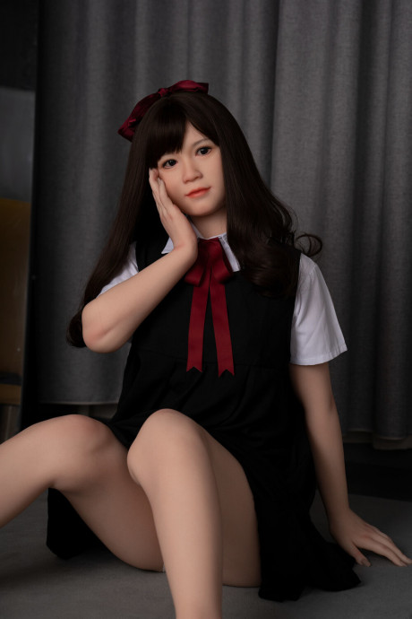 Japanese schoolgirl sex doll teases in her charming uniform & while fully naked - #1055039