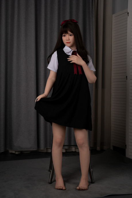 Japanese schoolgirl sex doll teases in her charming uniform & while fully naked - #1055045