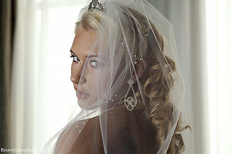 Blondy bride Katie Summers doffs her wedding dress & poses topless in underwear - Image 9 of 20  in Bondage category   featuring Katie Summers 