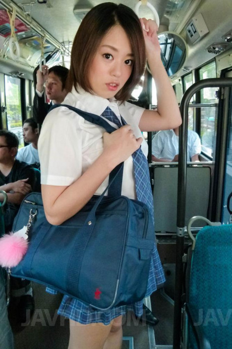 Japanese coed Yuna Satsuki is groped before giving head on a public bus - #322232