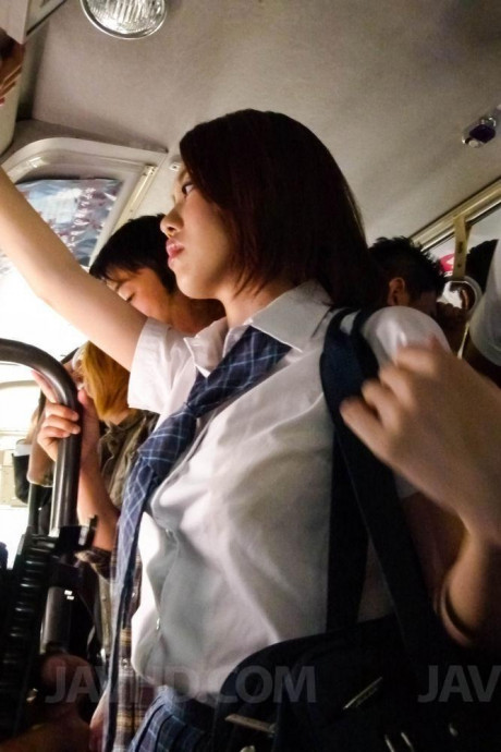 Japanese coed Yuna Satsuki is groped before giving head on a public bus - #322233