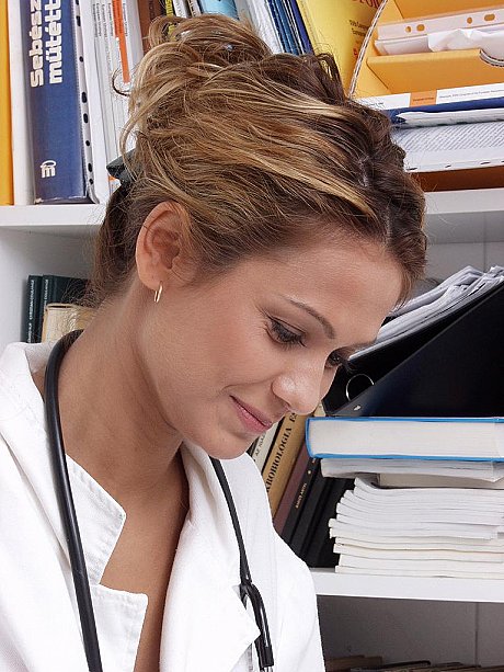 Amateur nurse exposes her small breasts and delicious love hole at work - Image 3 of 20  in Pussy category   featuring Eva Roberts 