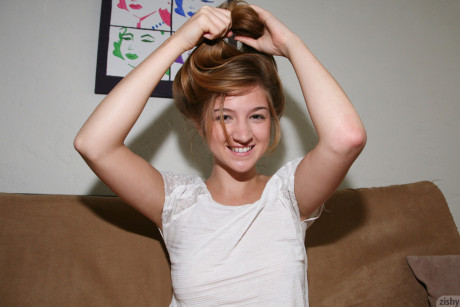 Tasty amateur young Lexy Mack reveals her slender body and perky titties