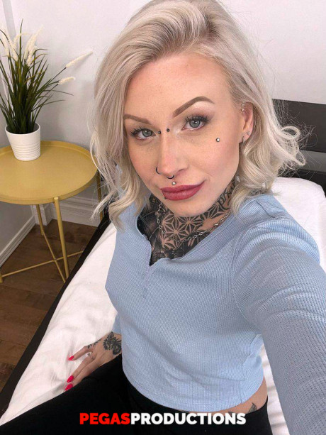 Tattooed teenie with piercings Princess 69 shows her tiny titties and vagina - #1402204