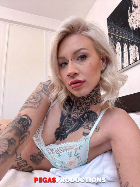 Tattooed teenie with piercings Princess 69 shows her tiny titties and vagina - #1402205