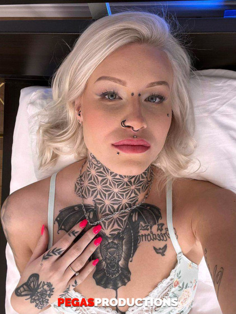 Tattooed teenie with piercings Princess 69 shows her tiny titties and vagina - #1402208