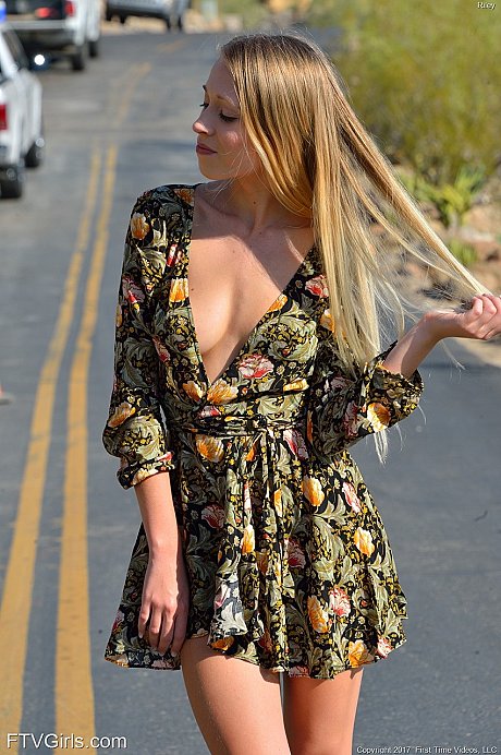 Adorable young Riley poses naked in the middle of the road & masturbates at home - Image 6 of 20  in Model category   featuring Riley Anne 