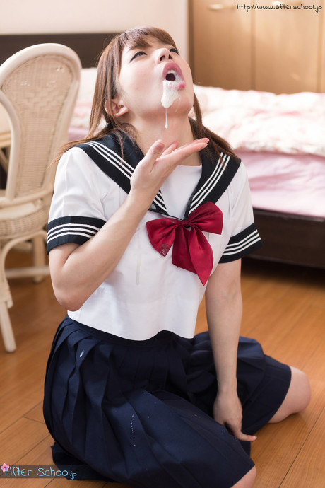 Japanese schoolgirl spits out spunk after blowing off two cocks - #719607