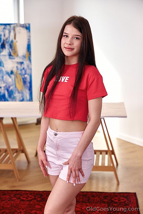 Slim young Viola Weber slowly removes her clothes & gets plowed by her stepdad - Image 1 of 21  in Babe category   featuring Viola Weber