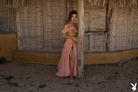 Adorable babe Miluniel Louis unveils her natural juggs & hot behind on the beach