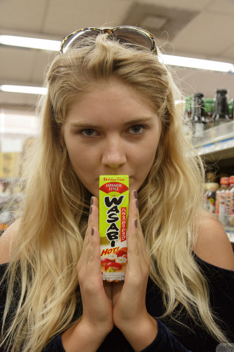 Blonde female Nola Barry steals food and misuses it for own sexual perversions - #1537331