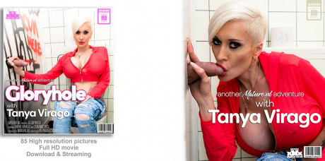 Huge breasted MILF Tanya Virago loves to lick cocks through a gloryhole - #105551