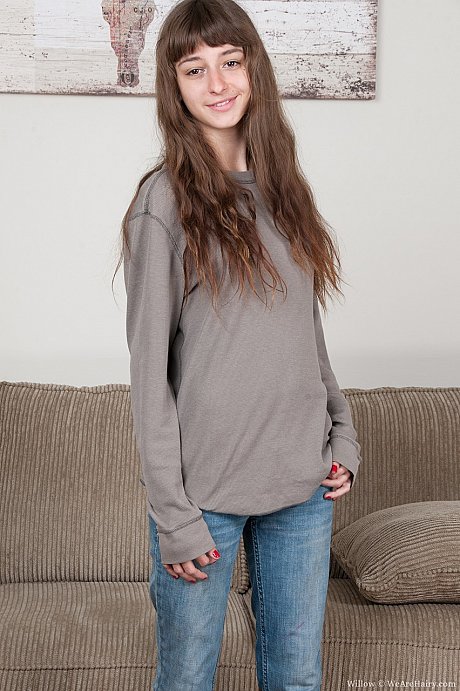 Slender teenie Willow takes off her jeans, shows her small boobies and silky twat - Image 1 of 16  in Pussy category   featuring Willow Hayes 