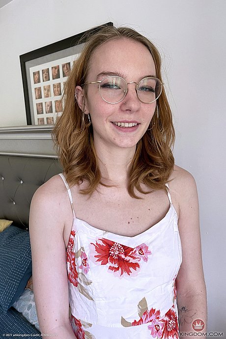 Cute babe in glasses Cierra Bell shows her irresistible shaved vagina up close - Image 1 of 20  in Big Clit category   featuring Cierra Bell 