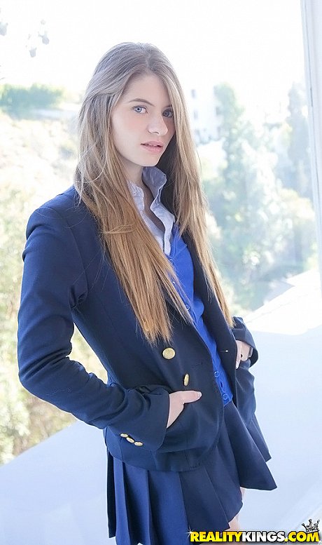 Long-haired teenage sweetie Alice March gets rid of her uniform and panties - Image 3 of 16  in Babe category   featuring Alice March 