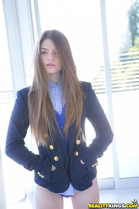 Long-haired teenage sweetie Alice March gets rid of her uniform and panties - Image 6 of 16  in Babe category   featuring Alice March 