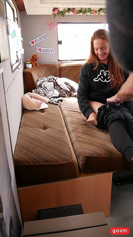 Pretty teen gets picked up with a pink trailer and gets her boobs sucked - Gallery #30943