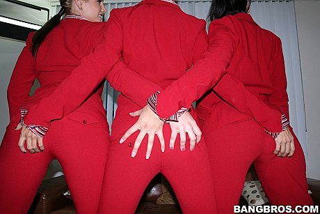 Sweet stewardesses exposes their wonderful bums and massive boobs together - Image 6 of 20  in Lesbian category   featuring Dana Vespoli, Flower Tucci, Olivia Olovely 