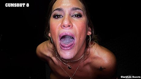 Aderes Quin gets a mouthful of spunk at a gloryhole in a dark room - Image 12 of 15  in Close Up category   featuring Aderes Quin 