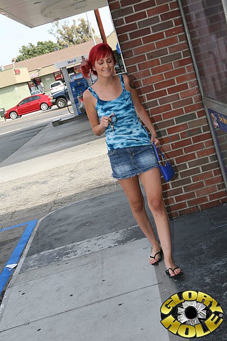 Redhead Phoenix Askani gets analized through gloryhole in the public bathroom - Gallery #20254